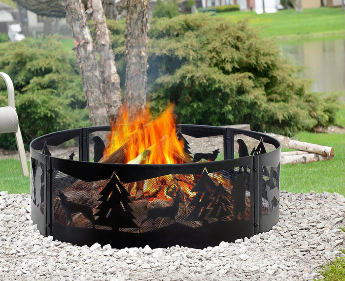 36" Fire Pit Ring Wilderness Fire Ring Campfire Ring for Outdoor, Firepit Inserts for Brick Surround