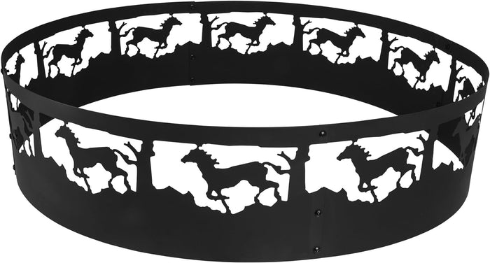 36" Horse Campfire Ring Wood Burning Fire Pit Ring Wilderness Fire Ring for Outdoor Cooking Camping
