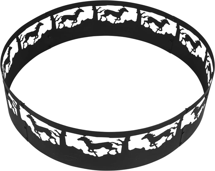 36" Horse Campfire Ring Wood Burning Fire Pit Ring Wilderness Fire Ring for Outdoor Cooking Camping