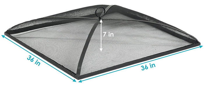 36 Inch Square Heavy-Duty Black Steel Mesh Fire Pit Spark Screen Cover