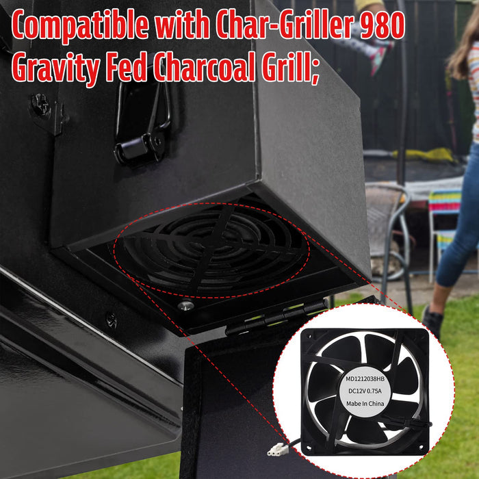 3800RPM Turbo Control Fan fits for Char-Griller Gravity Fed 980 Charcoal Grill