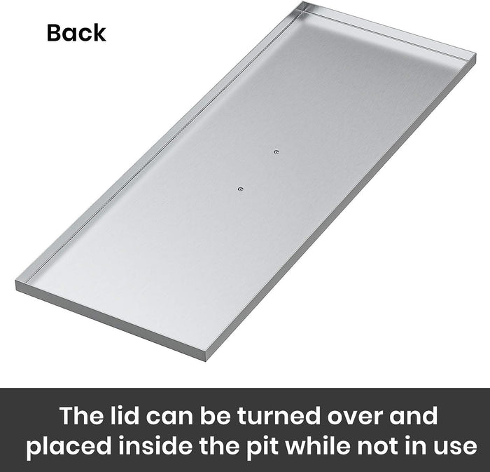 39" x 15" Rectangular Fire Pit Burner Pan Lid Cover Fits 36 x12 Inch Drop-in Fire Pit Burner Pan
