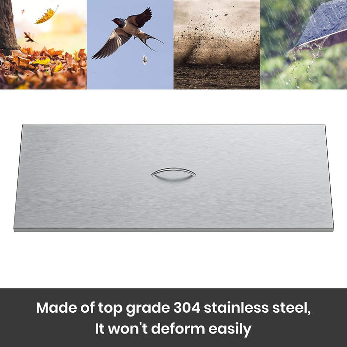 39" x 15" Rectangular Fire Pit Burner Pan Lid Cover Fits 36 x12 Inch Drop-in Fire Pit Burner Pan