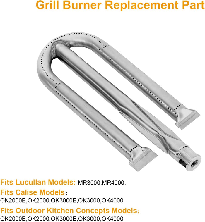 3Pcs Stainless Steel Grill Burner Tubes Kit for Lucullan MR3000, MR4000 Gas Grills