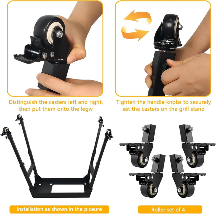 4 Pcs 2'' Caster Wheels with Safety Lock fits for Blackstone 17 and 22 inch Flat Top Griddle Grills