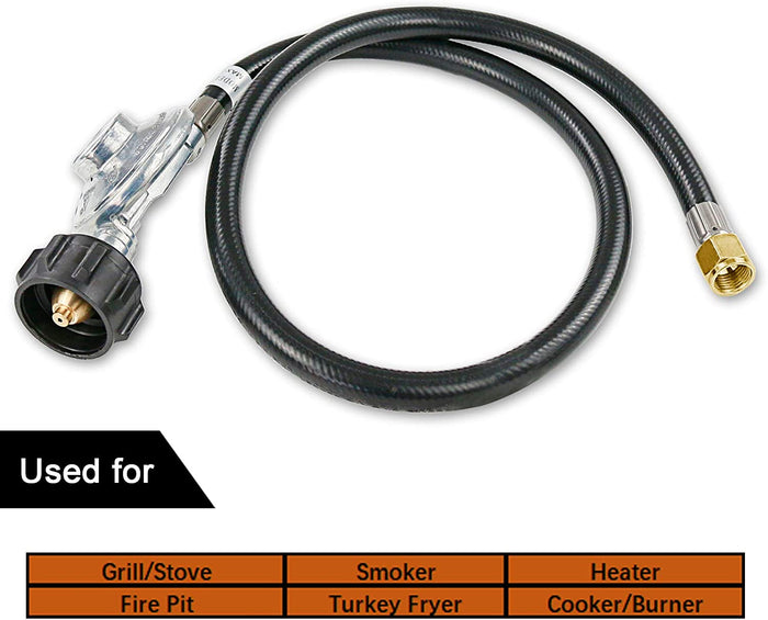 5FT 1 lb to 20 lb Universal BBQ Gas Grill Propane Regulator Hose Adapter, LP Gas Regulator for QCC1/Type 1 Propane Tank Conversion Kit