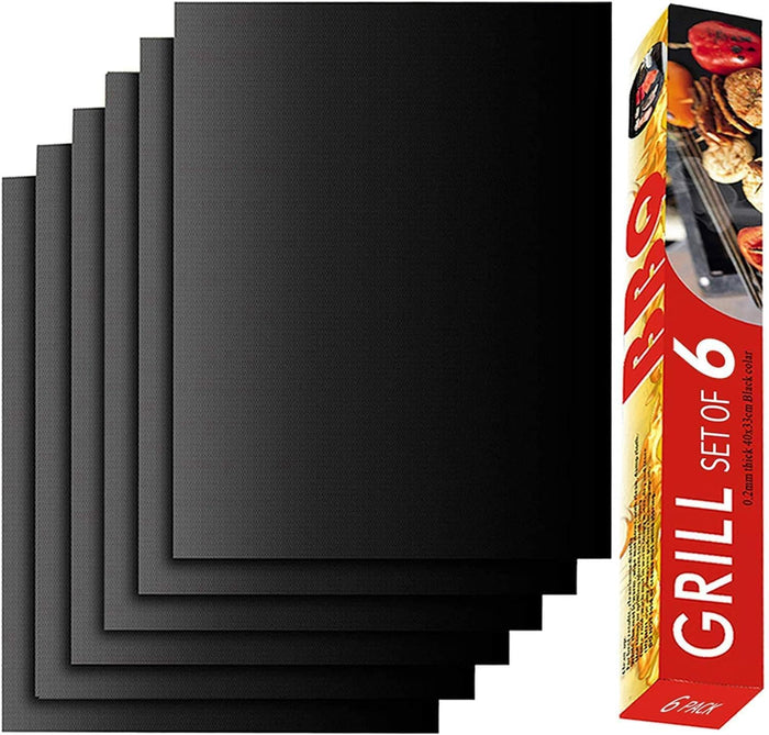 6 Pcs BBQ Grill Mat Set, Heavy Duty, Reusable, Easy to Clean and Non-Stick, 15.75 x 13 Inch