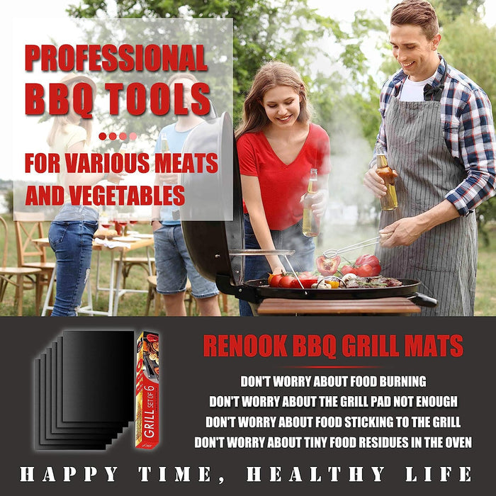 6 Pcs BBQ Grill Mat Set, Heavy Duty, Reusable, Easy to Clean and Non-Stick, 15.75 x 13 Inch