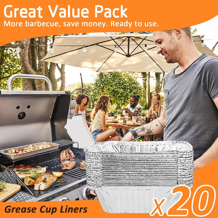 62007 Grease Drip Pan Liners 20 Pack fits for Napoleon Prestige I-II-IV, PRO, Mirage, Ultra Chef Grills