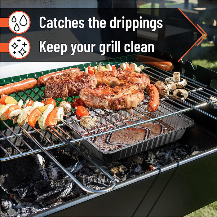 6415 22 Pack Silver Small Drip Pans fits Weber Charcoal Kettles, Pulse, Weber Q Series, Spirit and Genesis Series Grills