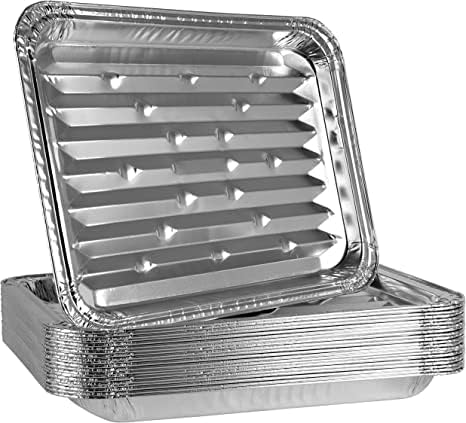 6416 Foil Pan 10 Pcs fits for Weber Grills, 13'' x 9'', Disposable Aluminum Grill Liners Toppers