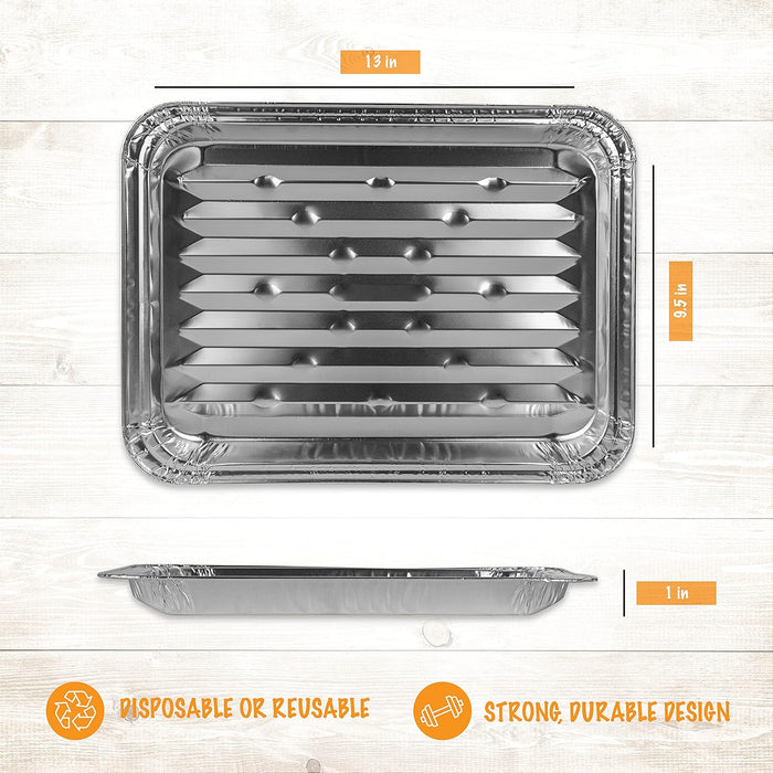 6416 Foil Pan 10 Pcs fits for Weber Grills, 13'' x 9'', Disposable Aluminum Grill Liners Toppers