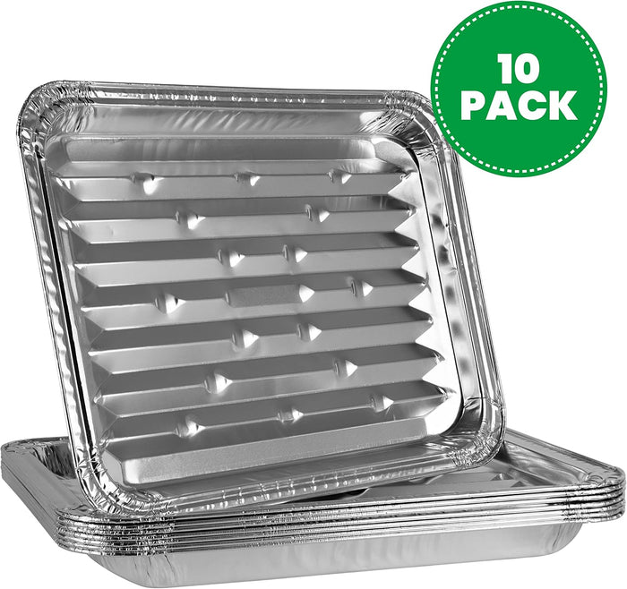 6416 Foil Pan 10 Pcs fits for Weber Grills, 13'' x 9'', Disposable Aluminum Grill Liners Toppers
