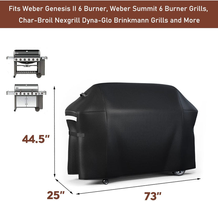 7132 Grill Cover for Weber Genesis II E-610, Genesis II LX E-640, S-640 6 Burner Grills and other 6 Burner Gas Grills 73L x 25W x 44.5H