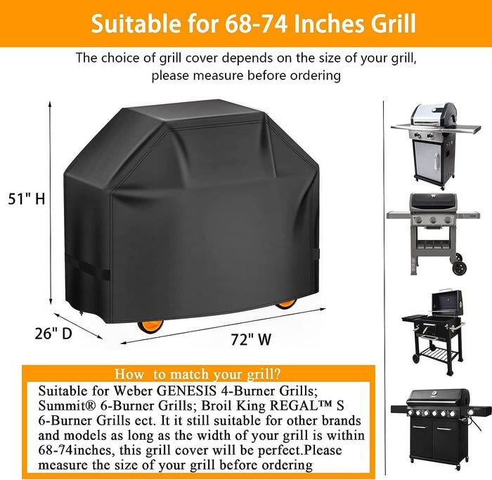 72 x 26 x 51 Inches BBQ Grill Cover for Broil King Regal 6 burner Gas Grills