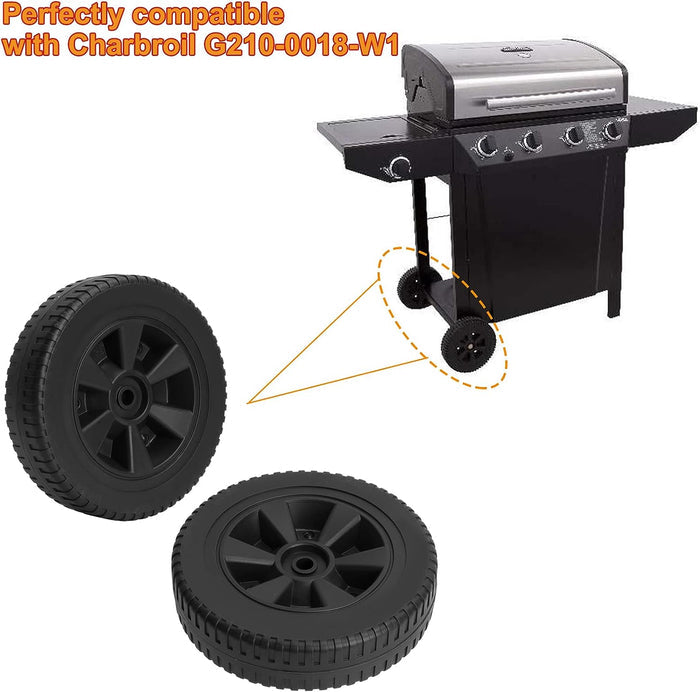 8 Inch Plastic Grill Wheels 2Pcs Kit for Grill Master Grills