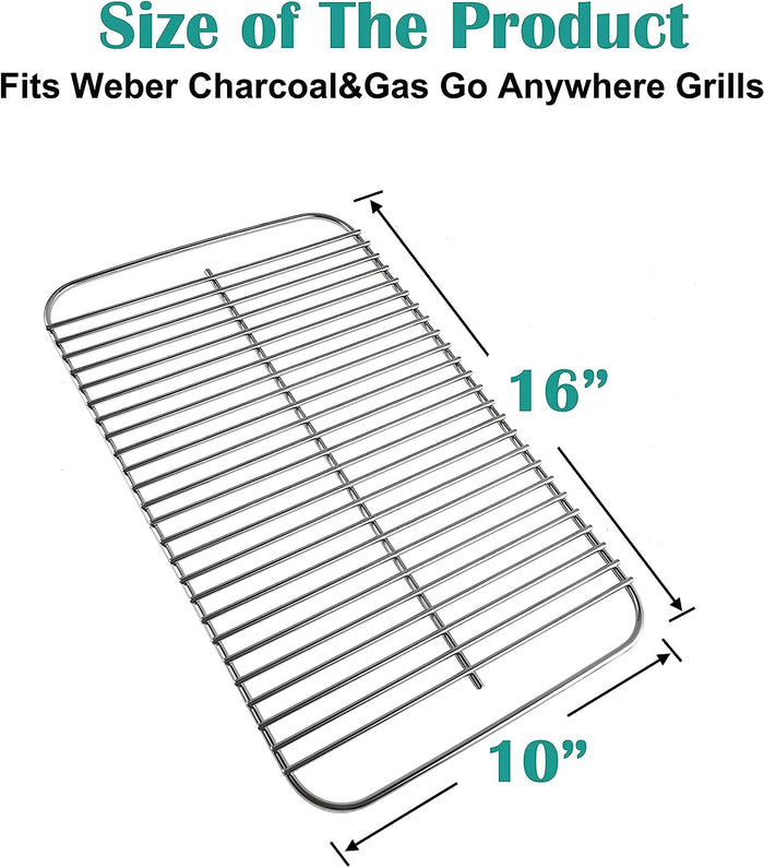 80631 Grate for Weber Go Anywhere 121020 Charcoal & 1141001 Gas Grills, fits 70211, 3634, 67195, 16" x 10"