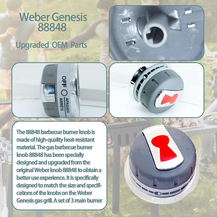 88848 Grill Burner Knobs for Weber Genesis 300 Series, 310, 320, 330 Gas Grills Front Knobs Models