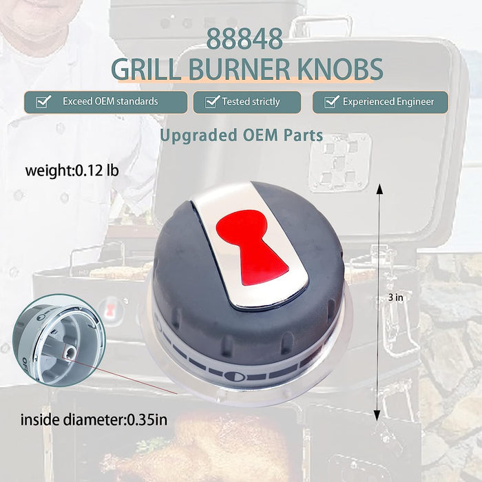 88848 Grill Burner Knobs for Weber Genesis 300 Series, 310, 320, 330 Gas Grills Front Knobs Models