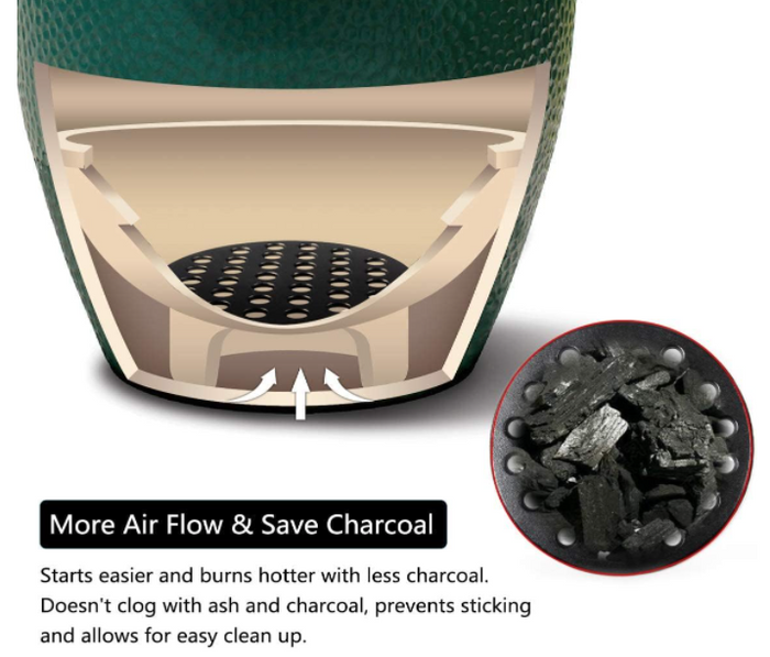 9" Round Cast Iron Bottom Fire Grate for Large Big Green Egg Kamado Grill, BBQ High Heat Charcoal Plate (L)