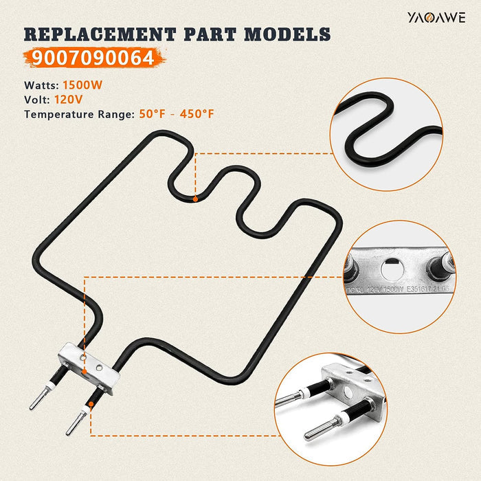 9007090064 Heating Element & Thermostat Cord Controller Kit for Masterbuilt Electric Smokers & Turkey Fryers