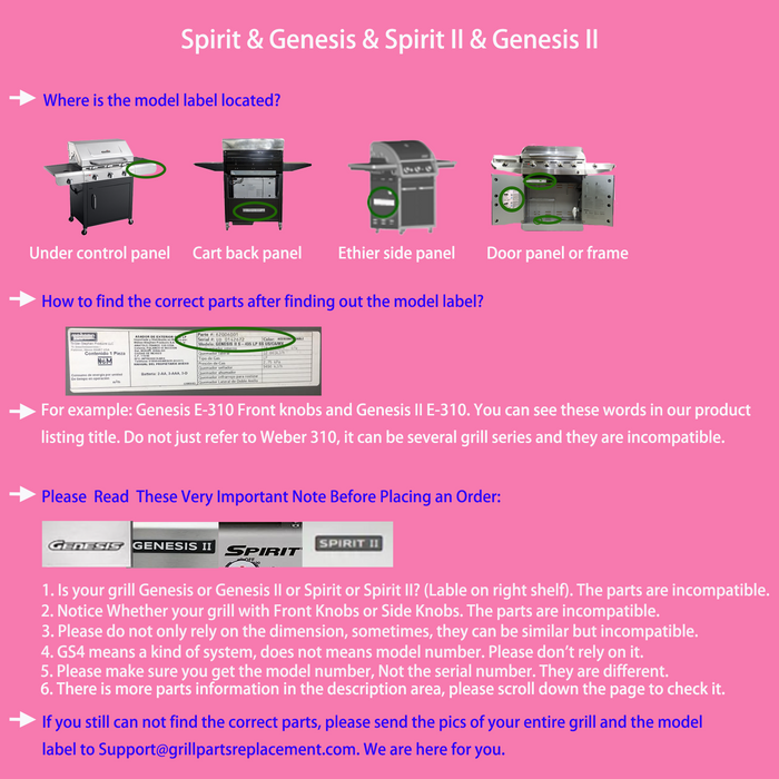 91360 Igniter Kit for Weber Side Knobs Spirit 200 & 300 Series, E210, E310 Gas Grills 2009-2012