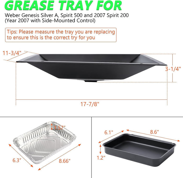 Grease Bottom Tray 99250, 7515 Drip Pan and Liner Kit for Weber Genesis Silver/Gold  B/C Series Models, 17 7/8" x 11 3/4" x 3 1/4"