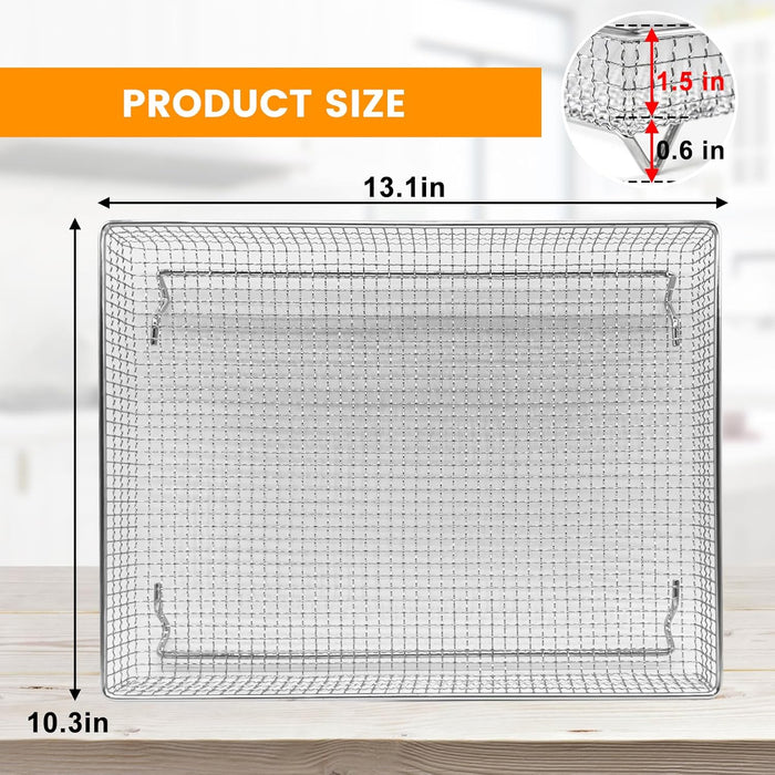 Air Fryer Basket Tray for Cuisinart TOA-95 Toaster Air Fryer Convection Oven, 14.5x11.6" Non-stick Mesh Air Fryer Stainless Steel Basket Wire Rack