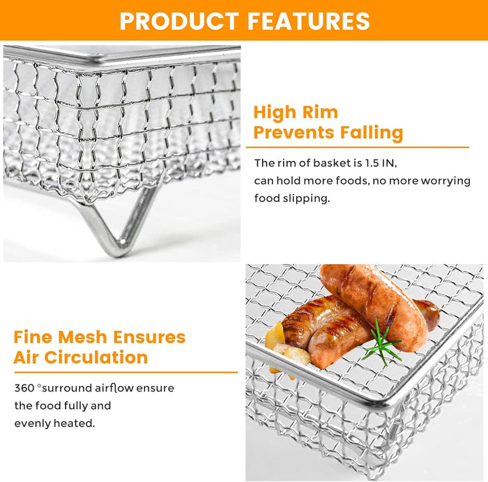 Air Fryer Basket Tray for Cuisinart TOA-95 Toaster Air Fryer Convection Oven, 14.5x11.6" Non-stick Mesh Air Fryer Stainless Steel Basket Wire Rack