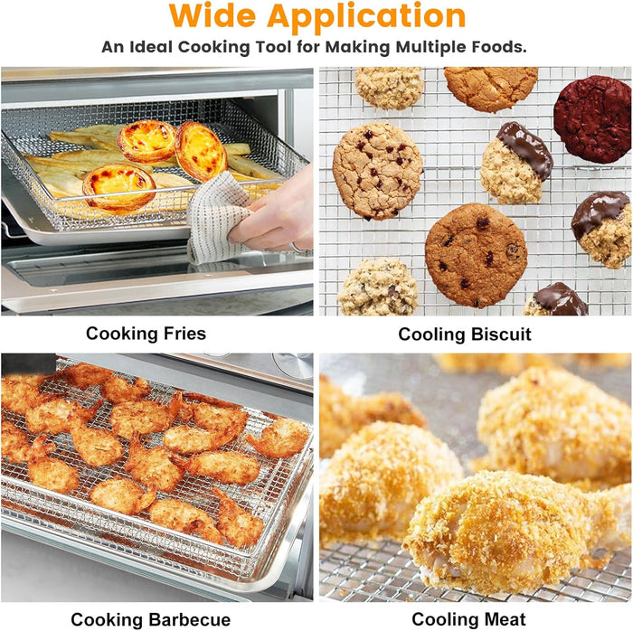Air Fryer Basket Tray for Cuisinart TOA-95 Toaster Air Fryer Convection Oven, 14.5x11.6" Non-stick Mesh Air Fryer Stainless Steel Basket Wire Rack