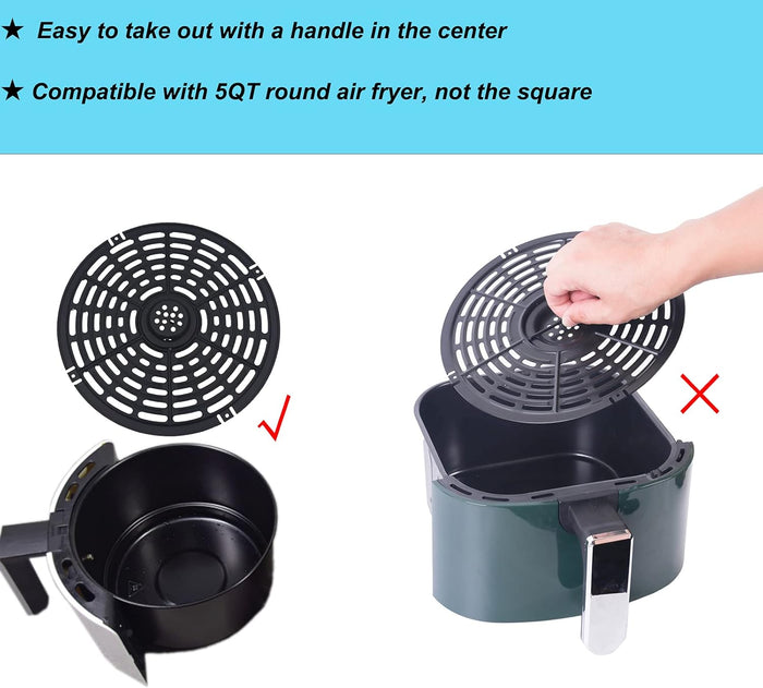 Air Fryer Grill Pan Fit for Chefman Power Dash 5QT Air Fryers Non-Stick Chefman Air Fryer Accessories, Dishwasher Safe 8.46 inches