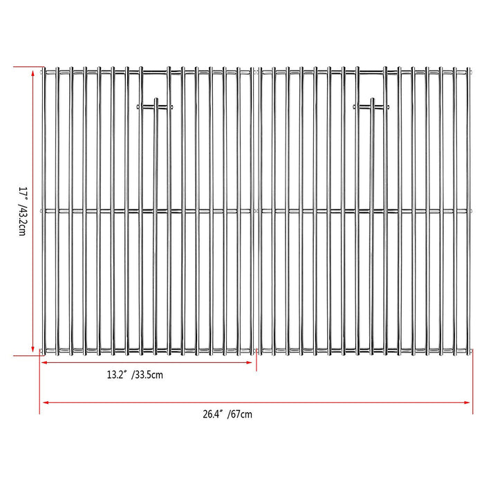 BBQ Grates for most 4-5 Burner Nexgrill Gas Grills, 720-0830H, 720-0888N, 720-0670 etc, 17 X 26.4''