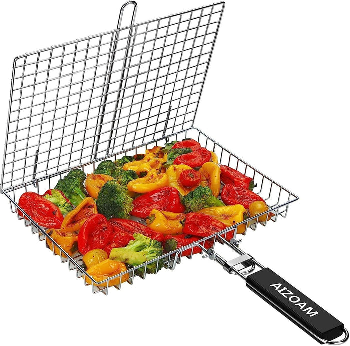 BBQ Grill Fish Basket Stainless Steel Grill Accessories Fits All Grills and Somkers, BBQ Accessories
