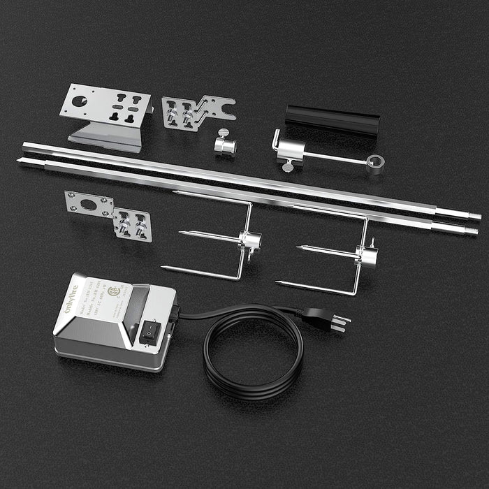 BBQ Grill Rotisserie Kit with 110V Electric Motor for most 4-6 Burner Gas Grills