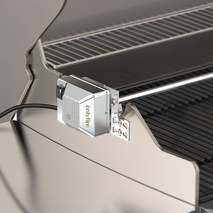 BBQ Grill Rotisserie Kit with 110V Electric Motor for most 4-6 Burner Gas Grills