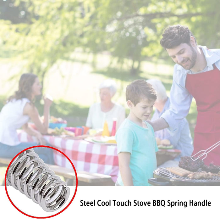 BBQ Spring Handle Stainless Steel Cool Touch 2Pcs Kit for Stoves, Barbecue Smokers, Grills, Fire Pits etc