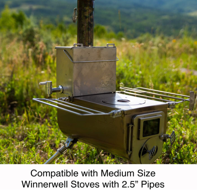 Camp Stove Water Tank for Medium Size Wood Burning Tent Stoves, Durable 304 Stainless Steel