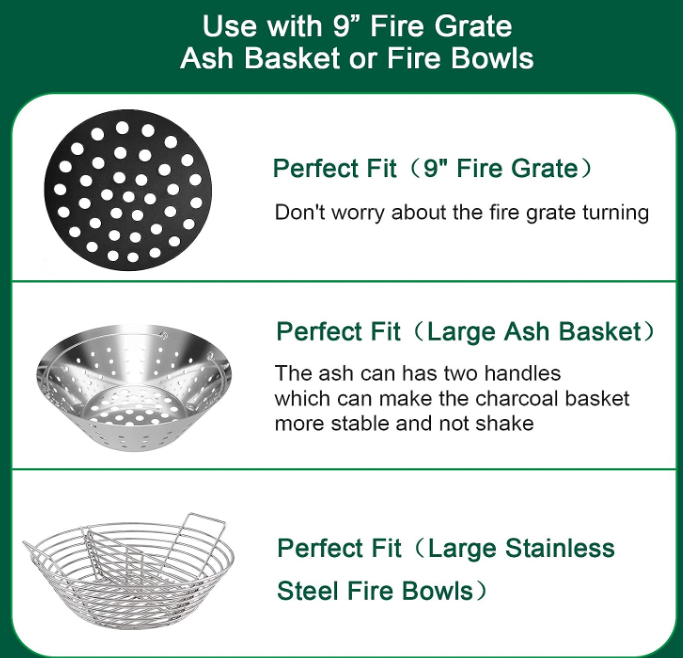 Cast Iron Ash Can with Handle, Ash Pot Pan Charcoal Ash Basket Fits for Large Big Green Egg, Kamado