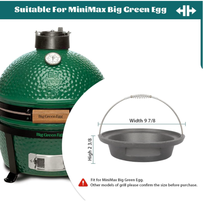 Cast Iron Ash Can with Handle Charcoal Ash Basket for Minimax Big Green Egg (for Minimax BGE)
