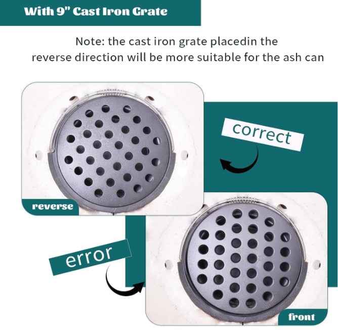 Cast Iron Ash Can with Handle Charcoal Ash Basket for Minimax Big Green Egg Kamado Grill (for Minimax BGE)