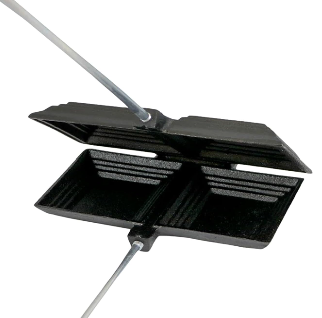 Cast Iron Double Camp Cooker for Outdoor Cooking, Fire Pit, Campfire