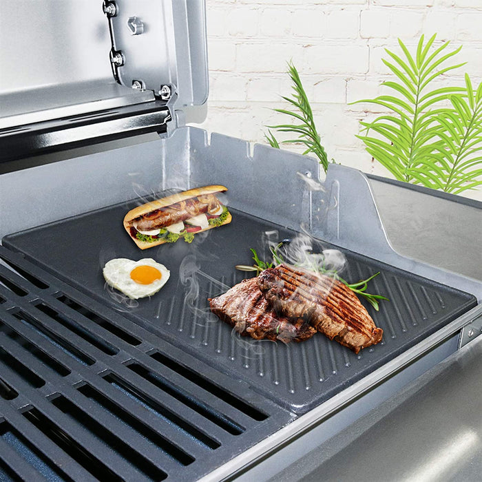 Weber 7637 Cast Iron Grate Griddle Plate for Weber Spirit E-210, S-210, E-220, S-220 Front Knobs Grills