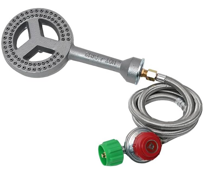 Cast Iron Propane Burner Head 60000 BTU with Brass Fitting Orifice (SH12RH - DIY Burner & Regulator)