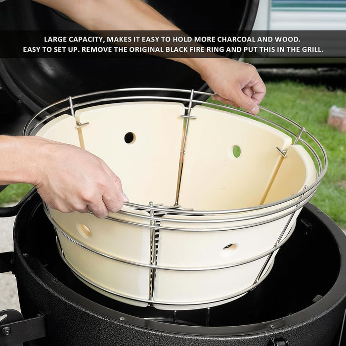 Charcoal Ash Basket Firebox with Heat Deflector for Char-Griller Akorn Kamado Kooker Charcoal Grills