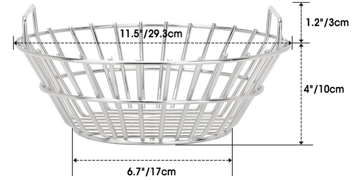 Charcoal Ash Basket Stainless Steel Charcoal Holder with Handles for Medium Big Green Egg