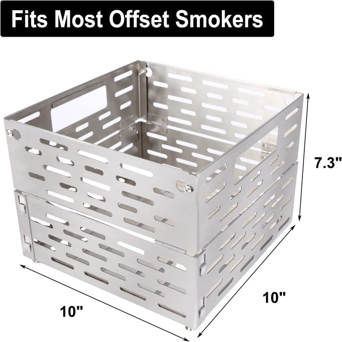 Charcoal Firebox Basket for Char-Griller Grills and Most Offset Smokers, 10"x10"x3.7" Charcoal Holder