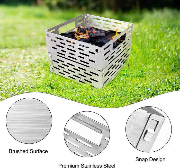 Charcoal Firebox Basket for Char-Griller Grills and Most Offset Smokers, 10"x10"x3.7" Charcoal Holder