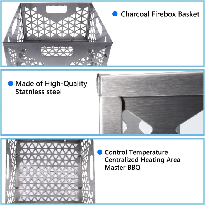 Charcoal Firebox Basket for Oklahoma Joe's Highland, Longhorn Series Grills, Charcoal Box for Offset Smoker, 12 x 12 x 7.5 Inches