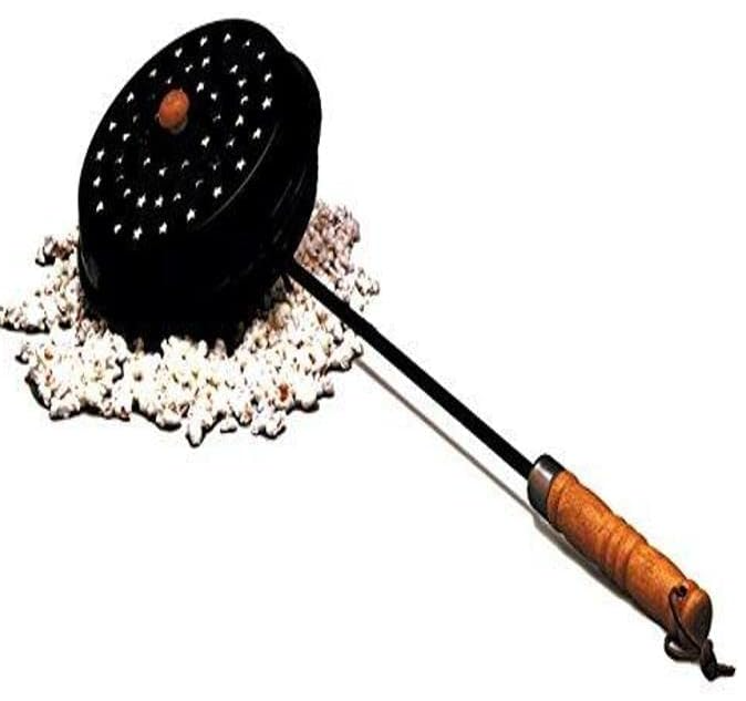Chestnut Roaster and Fireplace Popcorn Popper, Steel with Wood Handle for Fire Pit, Campfire