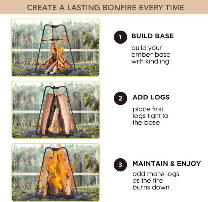 Coated Steel Flame Frame for Outdoor Wood Burning Fire Pits - Create a Long Lasting Small Fire Pit
